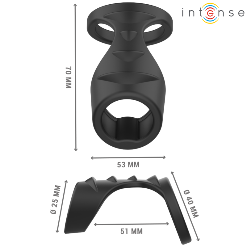 Intense - theo doppio anello per pene in silicone modello nero 3