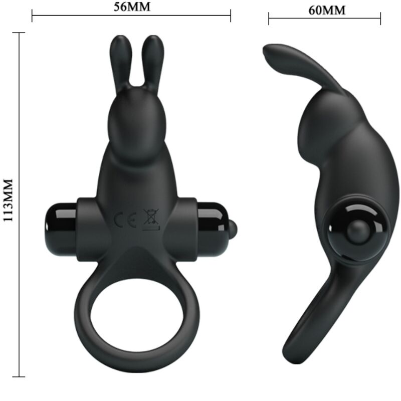 Pretty love - anello vibrante + stimolatore clitorideo coniglio 10 vibrazioni nero