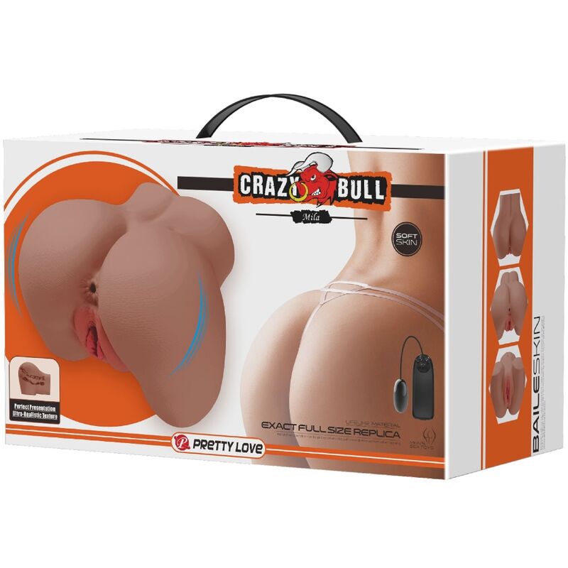 Crazy bull - mila vibratore culo con vagina realistica e ano controllo carne remoto