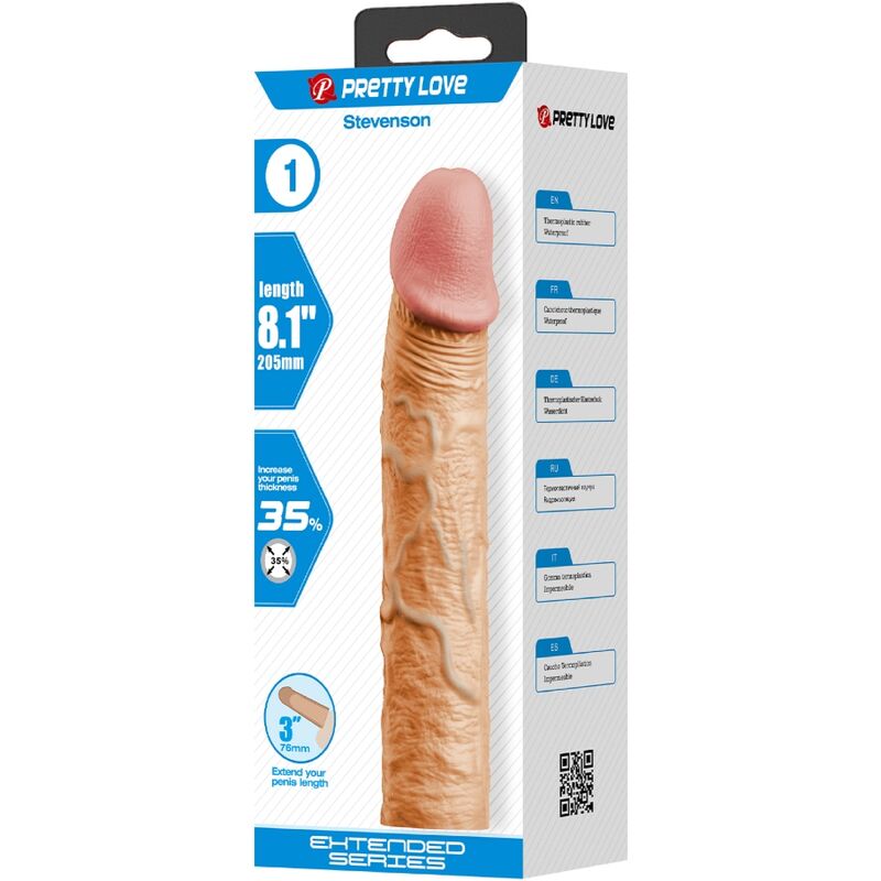 Pretty love - stevenson guaina per pene con estensione da 7,6 cm flesh