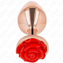 Kink - plug anale in oro rosa con rosa rossa l
