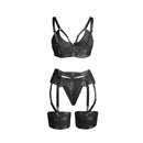 Subblime - 955236 reggiseno bondage nero con giarrettiera set s/m