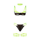 Subblime - 955274 completo reggiseno con collana e dettagli gamba verde fluorescente s/m