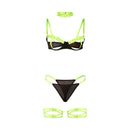 Subblime - 955274 completo reggiseno con collana e dettagli gamba verde fluorescente s/m