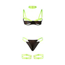 Subblime - 955281 completo reggiseno con collana e dettagli gamba verde fluo l/xl