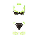 Subblime - 955281 completo reggiseno con collana e dettagli gamba verde fluo l/xl