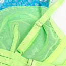 Subblime - 955328 completo reggiseno con pizzo e linee giarretrici verde e blu l/xl
