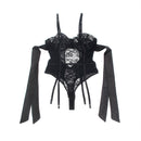 Subblime - 955502 body in pizzo con fiocchi e giarrettiere nero l/xl