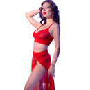 Chilirose - cr 4850 set top e leggings rossi con accessori dorati m