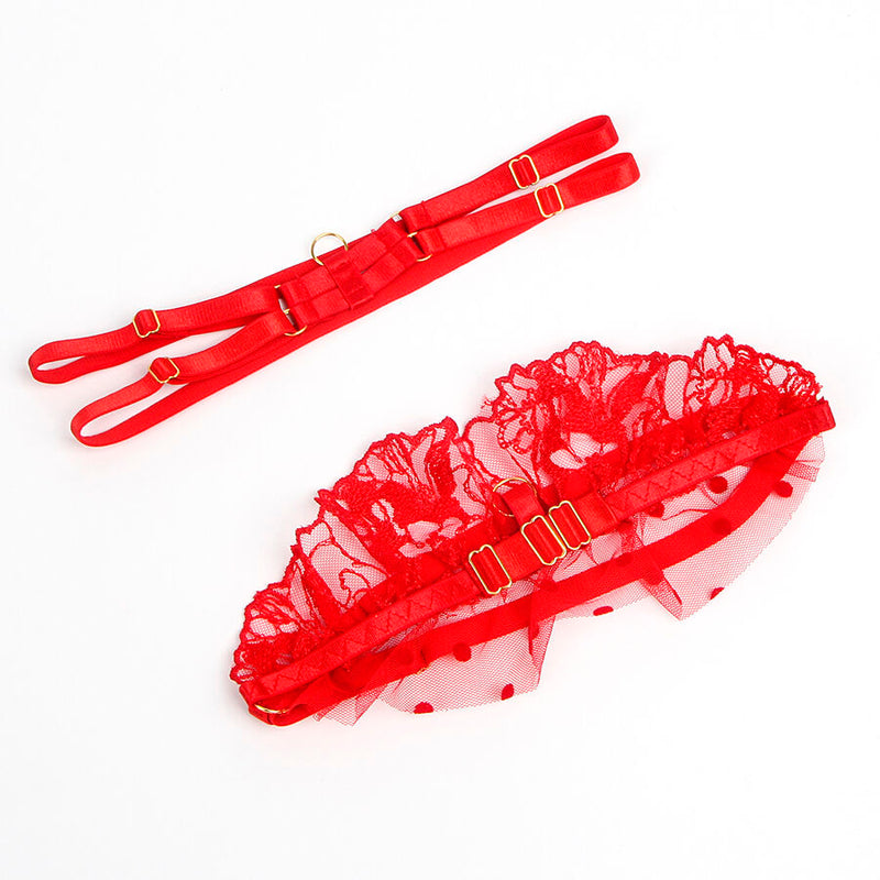 Subblime - 957506 completo reggiseno e giarrettiera in pizzo rosso s/m