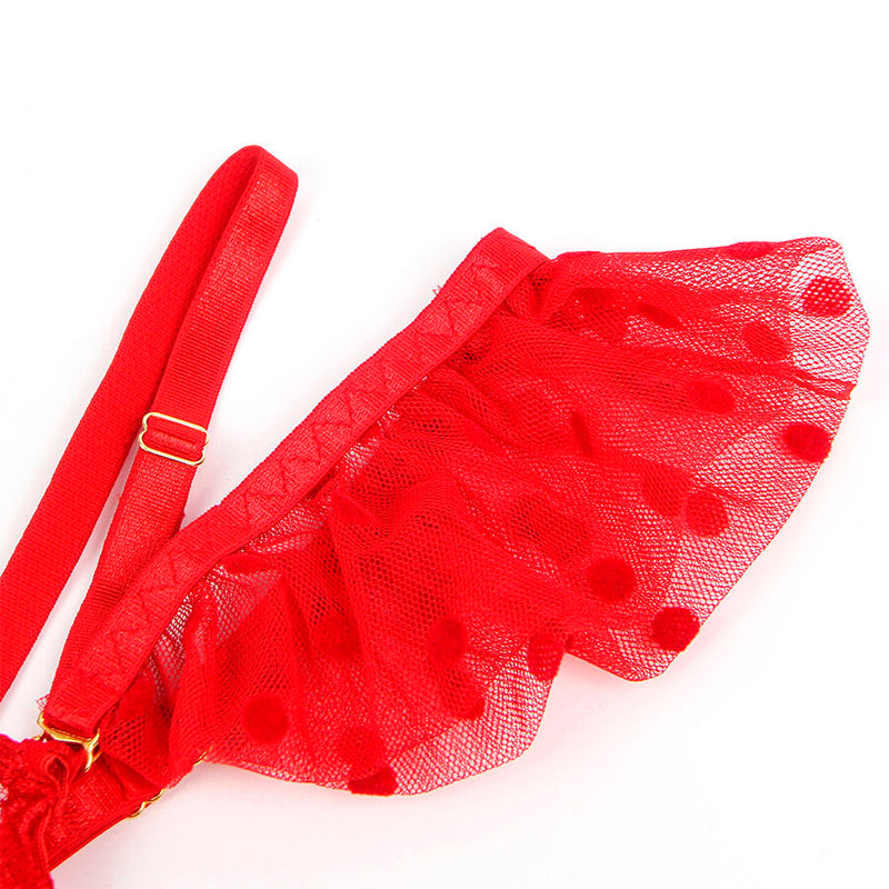 Subblime - 957506 completo reggiseno e giarrettiera in pizzo rosso s/m