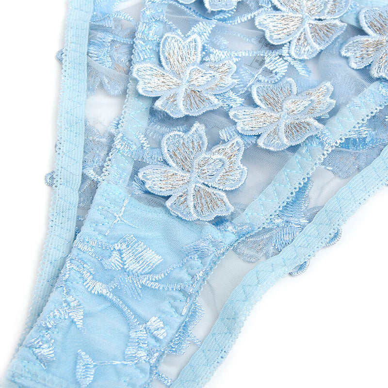 Subblime - 957629 completo reggiseno e slip ricamati a fiori azzurro cielo s/m