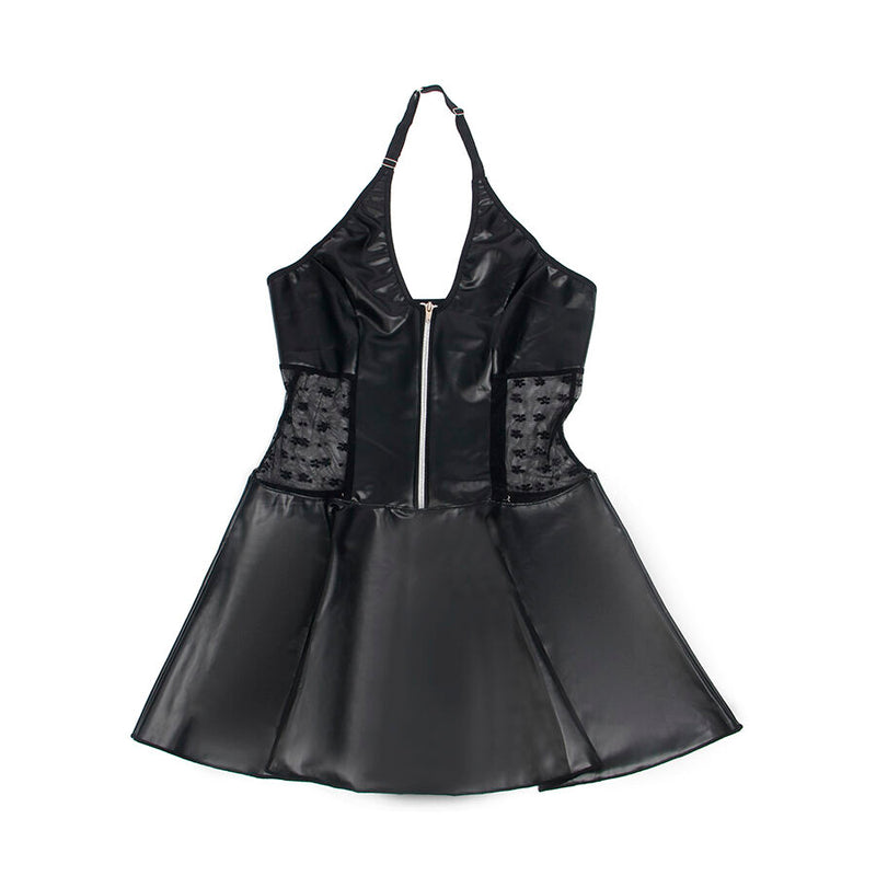 Subblime - 957711 abito in pelle con zip e pizzo nero l/xl