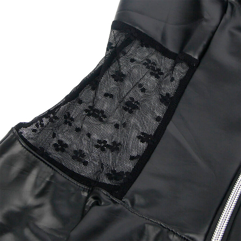Subblime - 957711 abito in pelle con zip e pizzo nero l/xl