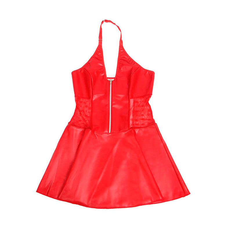 Subblime - 957735 abito in pelle con zip e pizzo rosso l/xl