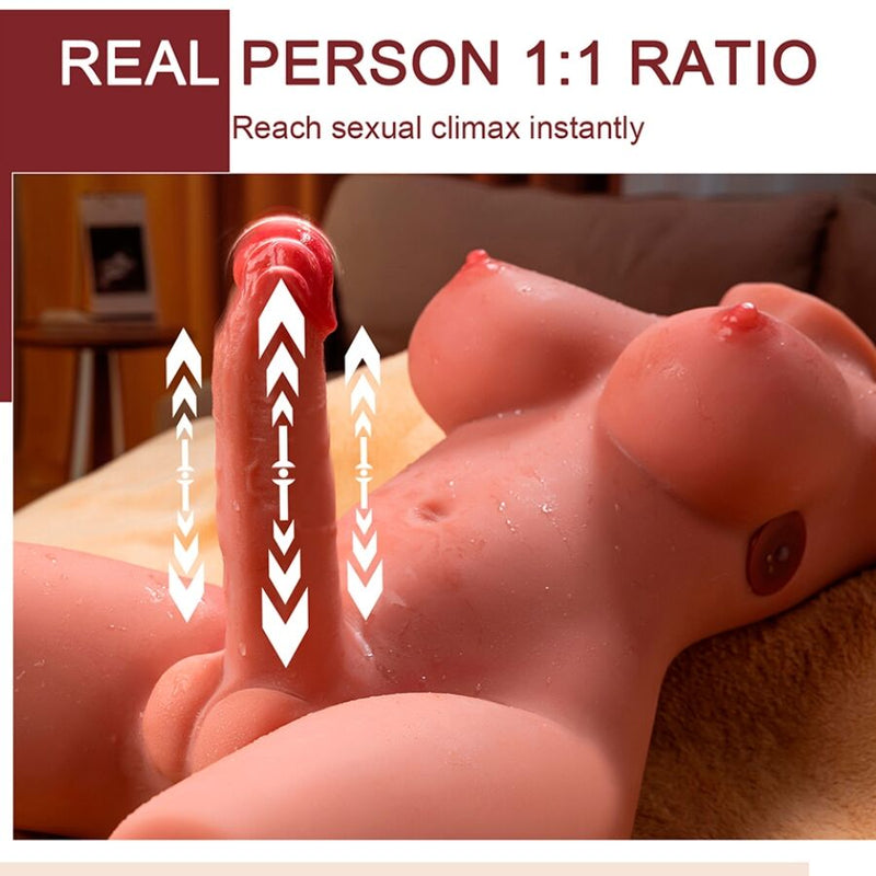 Xise - miah lady boy torso femminile con dildo con vibrazione e spinta 55 cm