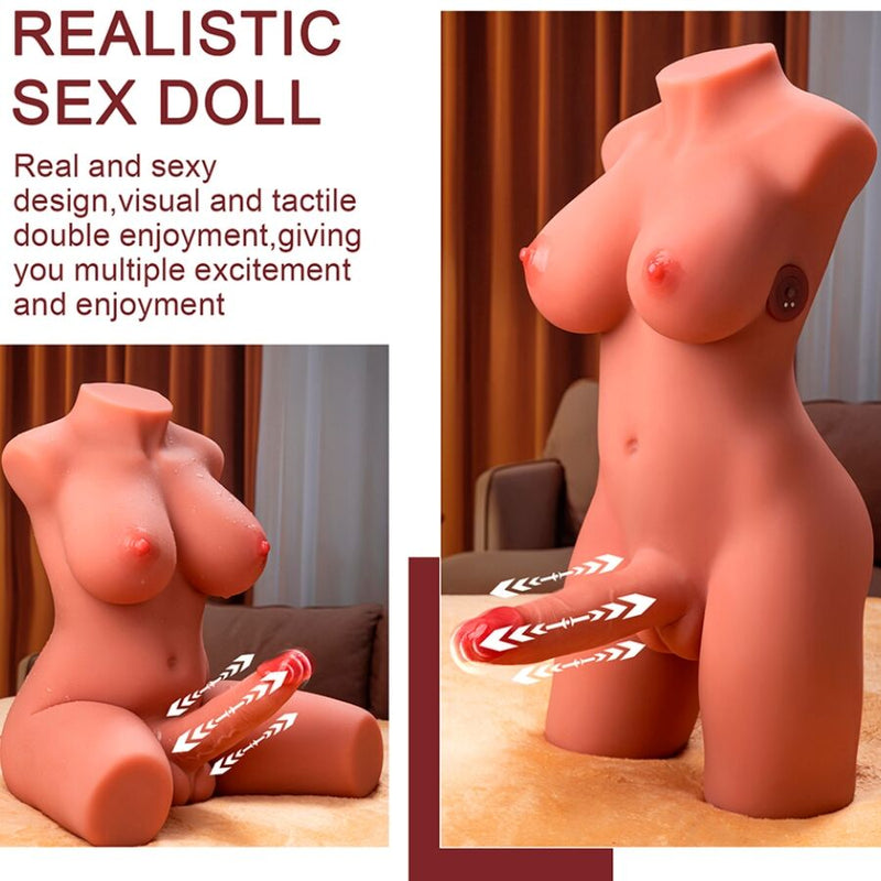 Xise - miah lady boy torso femminile con dildo con vibrazione e spinta 55 cm
