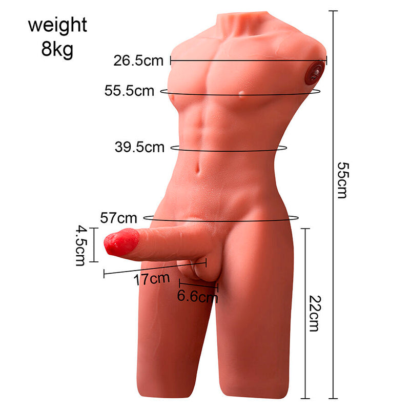 Xise - jason mezzo corpo torso maschile realistico con spinta e vibrazione 55 cm
