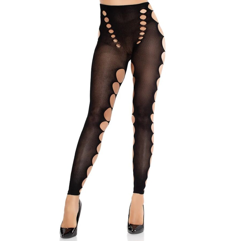 Leg avenue - calze coprenti senza cuciture con taglio ai piedi nere