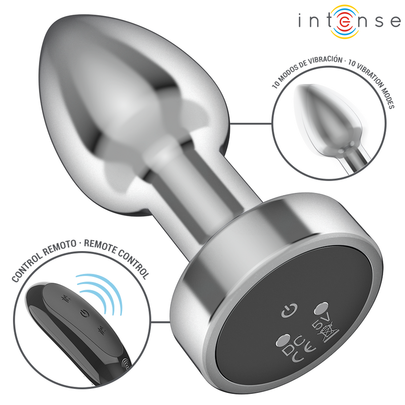 Intense - plug anale 10 vibrazioni metallo con telecomando s