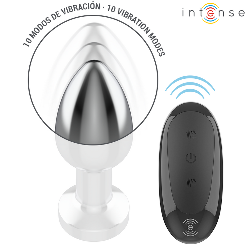 Intense - plug anale 10 vibrazioni metallo con telecomando m