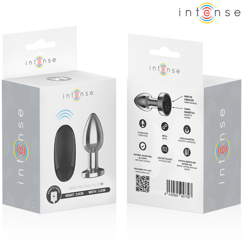 Intense - plug anale 10 vibrazioni metallo con telecomando m
