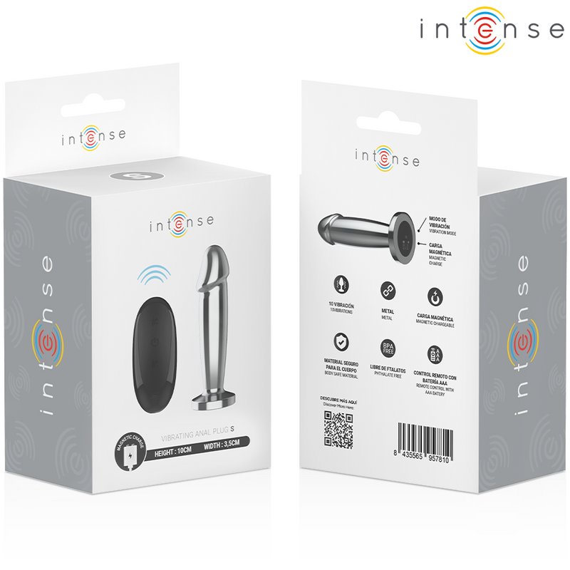 Intense - anal plug 10 vibrazioni dildo metallo con telecomando s
