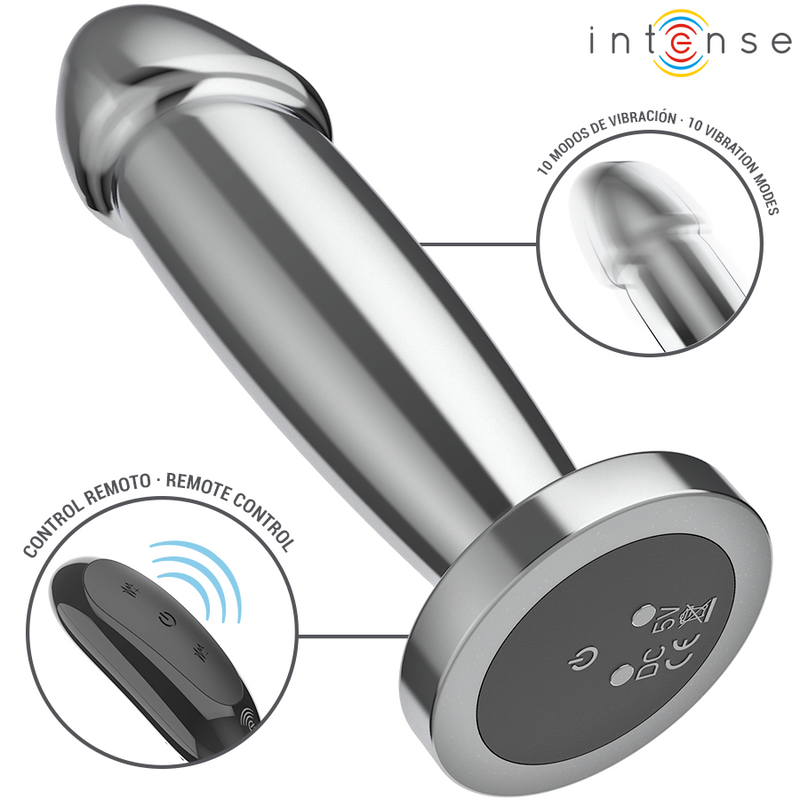 Intense - anal plug 10 vibrazioni dildo metallo con telecomando s