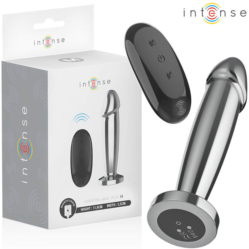 Intense - anal plug 10 vibrazioni dildo metallo con telecomando m