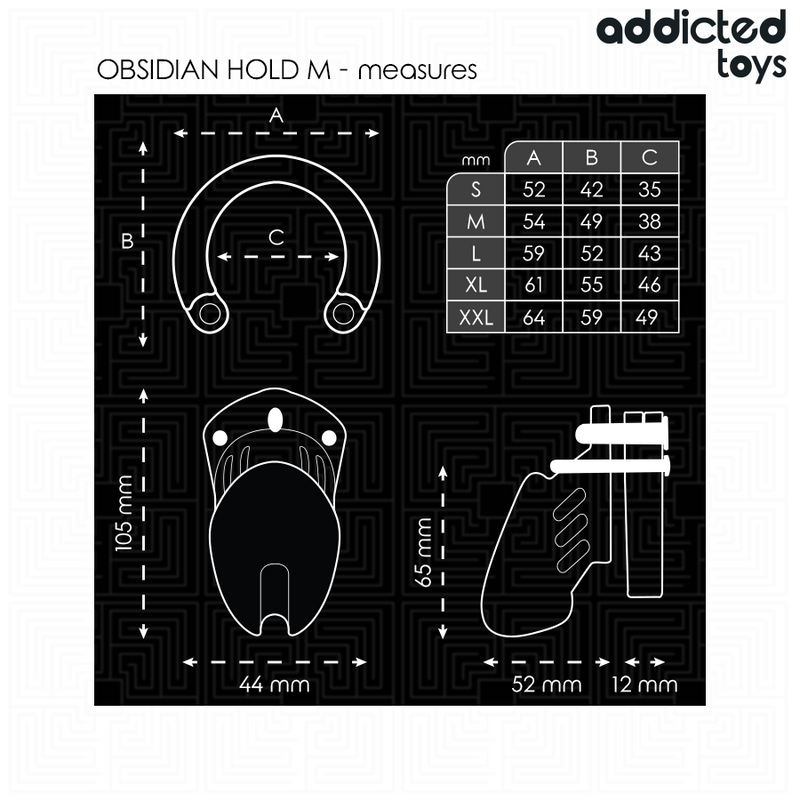 Addicted toys locked - gabbia per pene obsidian hold taglia m