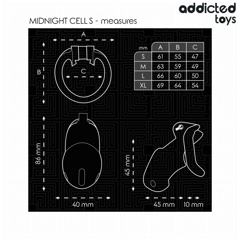 Addicted toys locked- mindnight cell gabbia per pene taglia s 4.8 cm