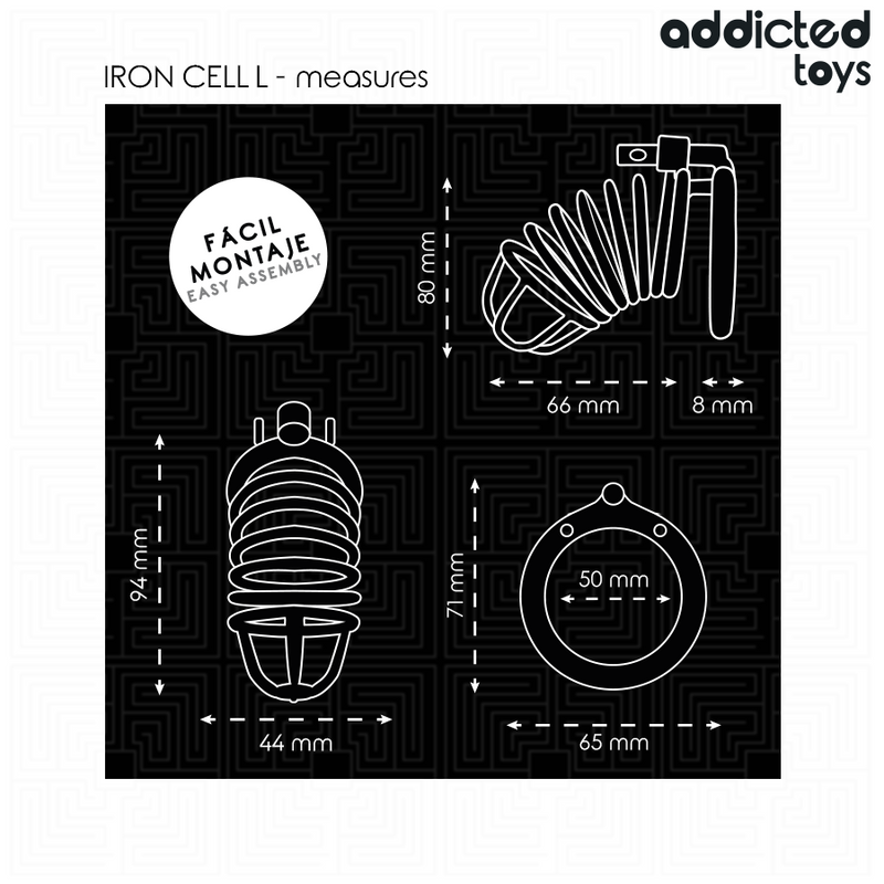 Addicted toys locked - gabbia per pene in metallo con cellule di ferro 5 cm taglia l