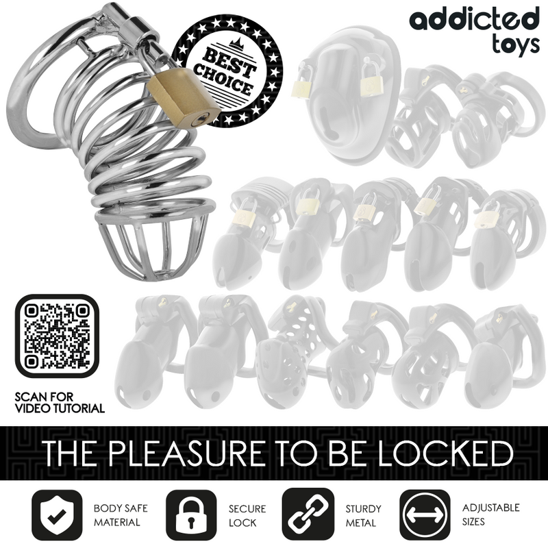 Addicted toys locked - gabbia per pene in metallo con cellule di ferro 5 cm taglia l