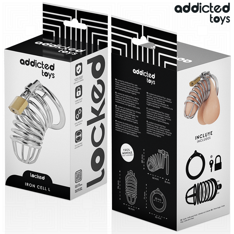 Addicted toys locked - gabbia per pene in metallo con cellule di ferro 5 cm taglia l