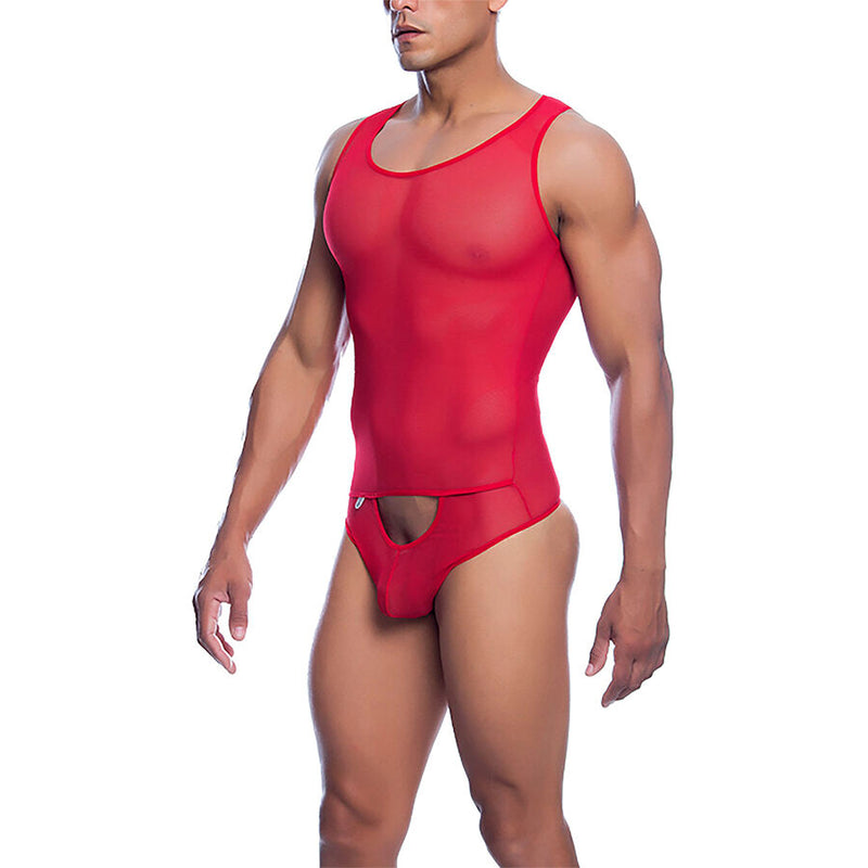 Mob - bodysheer rosso trasparente taglia l/xl