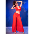 Chilirose - cr 4857 set top e pantaloni rossi taglia s