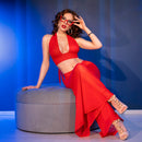 Chilirose - cr 4857 set top e pantaloni rossi taglia s