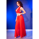 Chilirose - cr 4857 set top e pantaloni rossi taglia xl