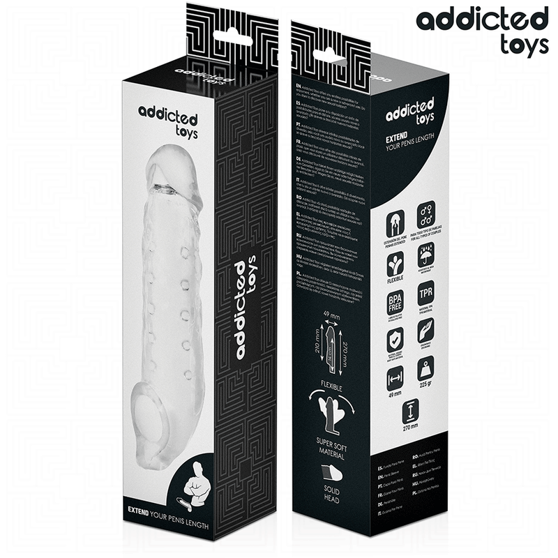 Addicted toys - estensione pene trasparente taglia s 23 cm