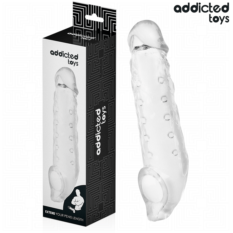 Addicted toys - guaina per pene trasparente taglia m 27 cm