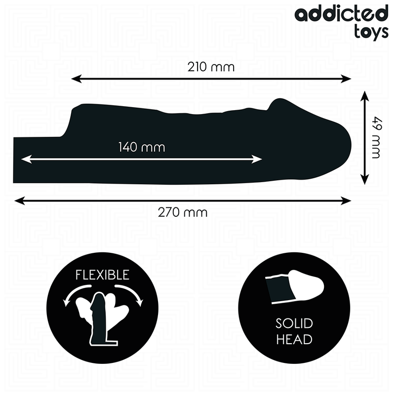 Addicted toys - guaina per pene trasparente taglia m 27 cm