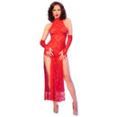 Chilirose - cr 4853 abito in pizzo rosso con guanti s/m