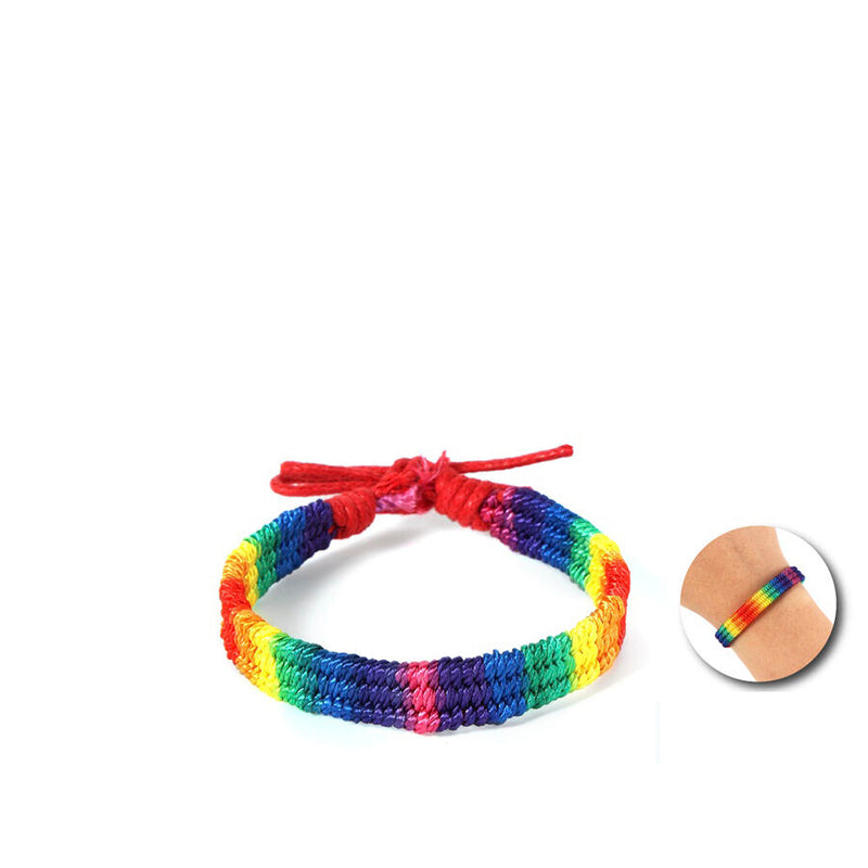Pride - braccialetto intrecciato con bandiera arcobaleno