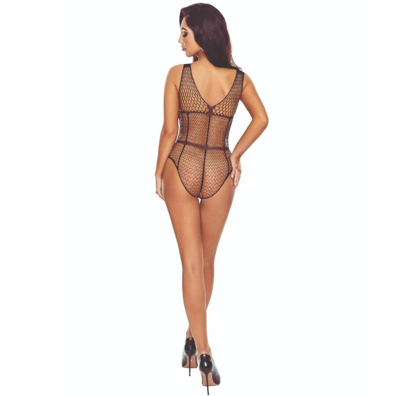 Passion - bs114 bodystocking con griglia nera