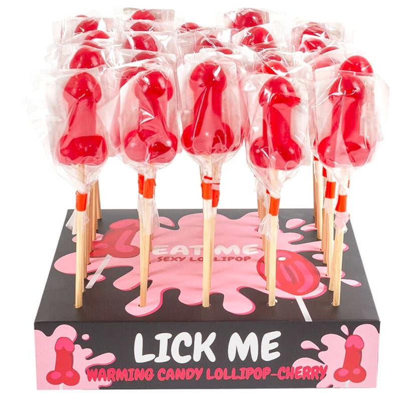 Secretplay - lecca-lecca a forma di pene di caramelle alla ciliegia con effetto calore piccante (40 unità)