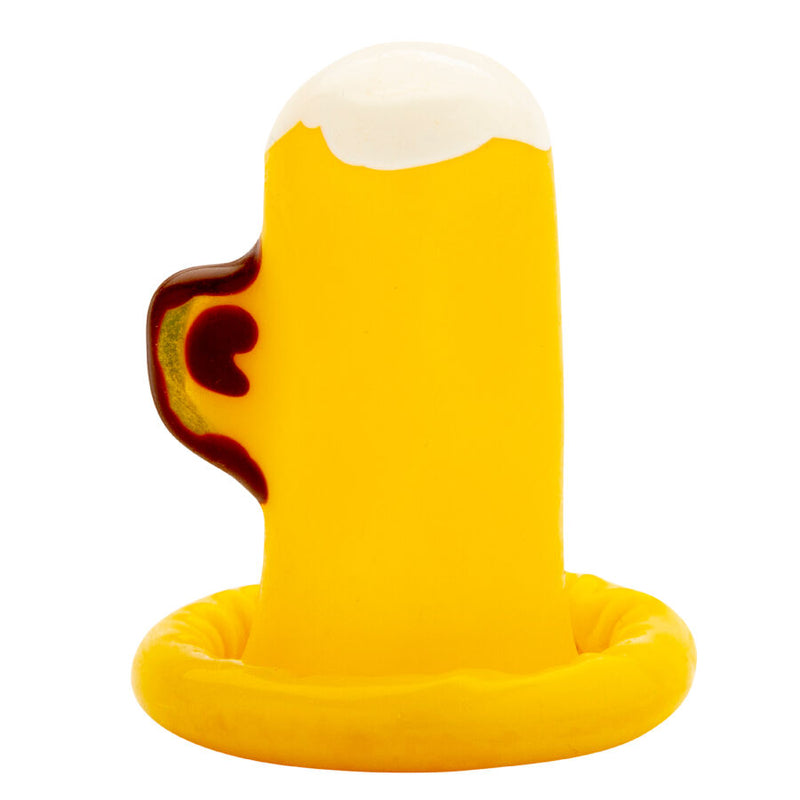 Condomerie - preservativi novità dipinti a mano bicchiere di birra