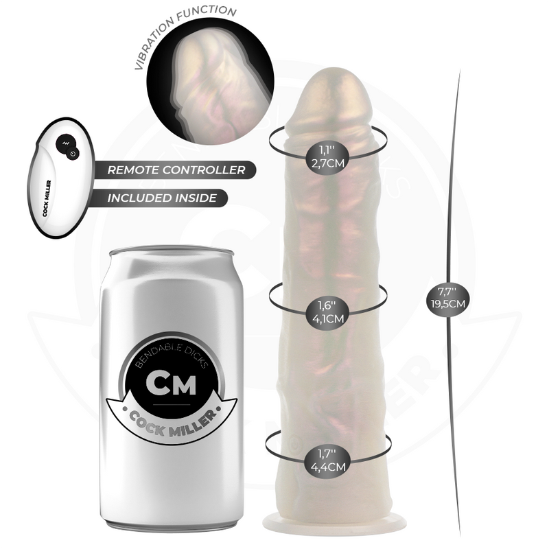 Cock miller - dildo con ventosa, luci e vibrazione con telecomando bianco 19,5 cm