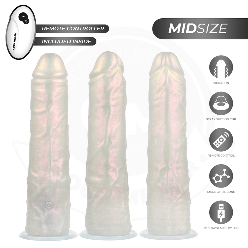 Cock miller - dildo con ventosa, luci e vibrazione con telecomando bianco 20,5 cm