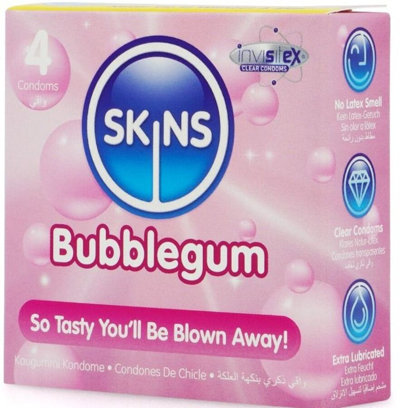 Skins - bubblegum premium condom confezione da 4