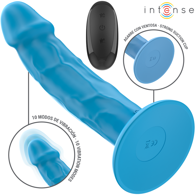 Intense - phoebe vibratore realistico 10 vibrazioni telecomando blu